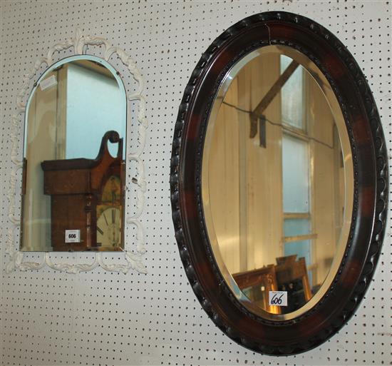 Painted metal frame mirror and another
